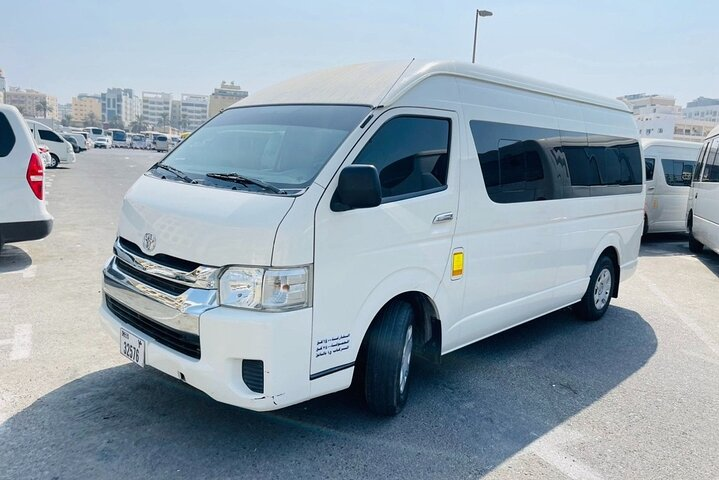 Explore the sights of Dubai and beyond in comfort with this spacious 10-seater minivan perfect for city tours weddings or private adventures. Enjoy the ride!